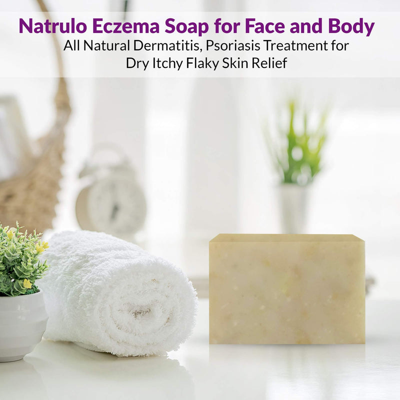 [Australia] - Natrulo Eczema Soap for Face and Body – All Natural Dermatitis, Psoriasis Treatment for Dry Itchy Flaky Skin Relief – Gentle Detoxifying, Healing, Anti-Itch, Cleansing Skincare Remedy - 2 Pack, 4 oz Each 