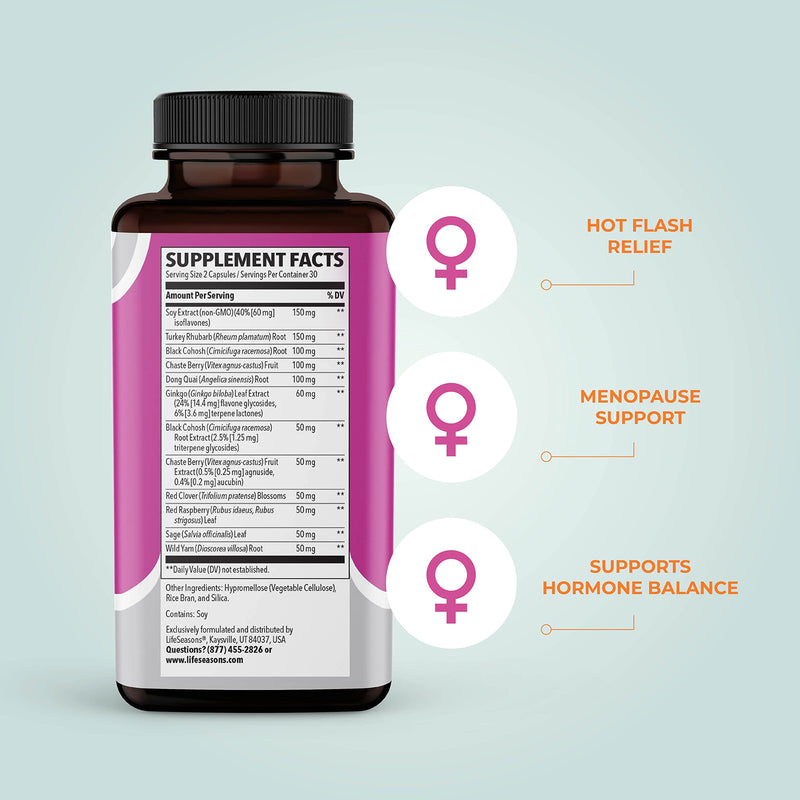 [Australia] - LifeSeasons - Pausitivi-T - Menopause Relief Supplement - Natural Support for Hot Flashes, Hormone Balance and Night Sweats - Contains Black Cohosh and Soy Isoflavones - 60 Capsules 
