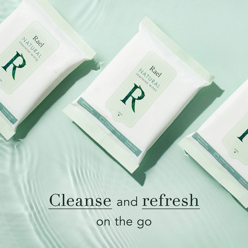 [Australia] - Rael Natural Feminine Cleansing Wash & Flushable Feminine Wipes Bundle - pH-Balanced, Artificial Fragrances Free, All Skin Types (Total 10 Oz, 20 Count) 