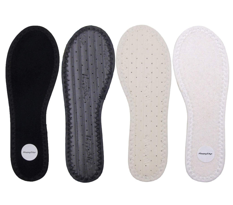 [Australia] - Happystep Terry Insoles, Barefoot Shoe Inserts, Washable and Reusable, 1 Pair Black and 1 Pair White (Women Size 8) Women Women Size 8 Black/White 