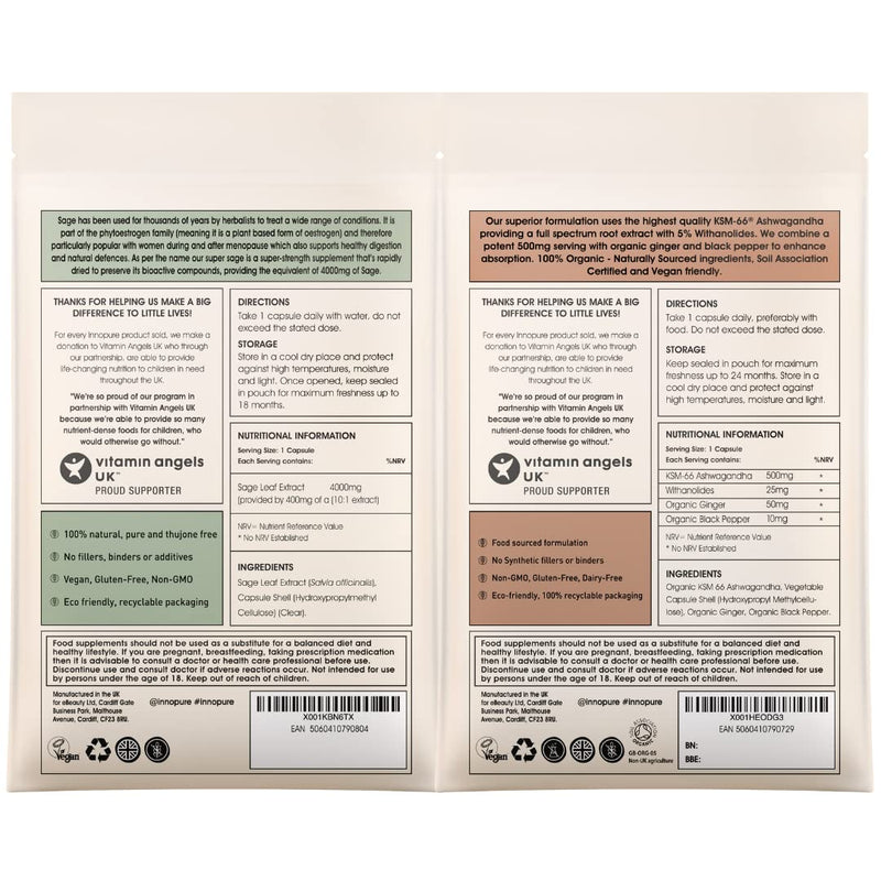[Australia] - Super Sage + Ashwagandha KSM-66® - The Perfect Pair for The Natural Relief of Perimenopause and Menopause Symptoms - Menopause Supplements Duo Pack (2 Month Supply) 