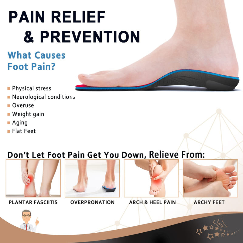 [Australia] - CoSoTower Arch Support Insoles for Plantar Fasciitis Relief, Over Pronation Insoles, Orthotic Inserts for Women and Men, Shoe Insoles for High Arch, Flat Feet, Foot Pain B:Men's 7-7.5 | Women's 8.5-9---10.4''/265MM 