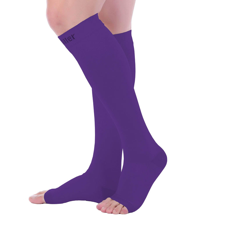 [Australia] - Doc Miller Open Toe Compression Socks 1 Pair 20-30mmHg Support Circulation Recovery Shin Splints Varicose Veins Violet XX-Large 