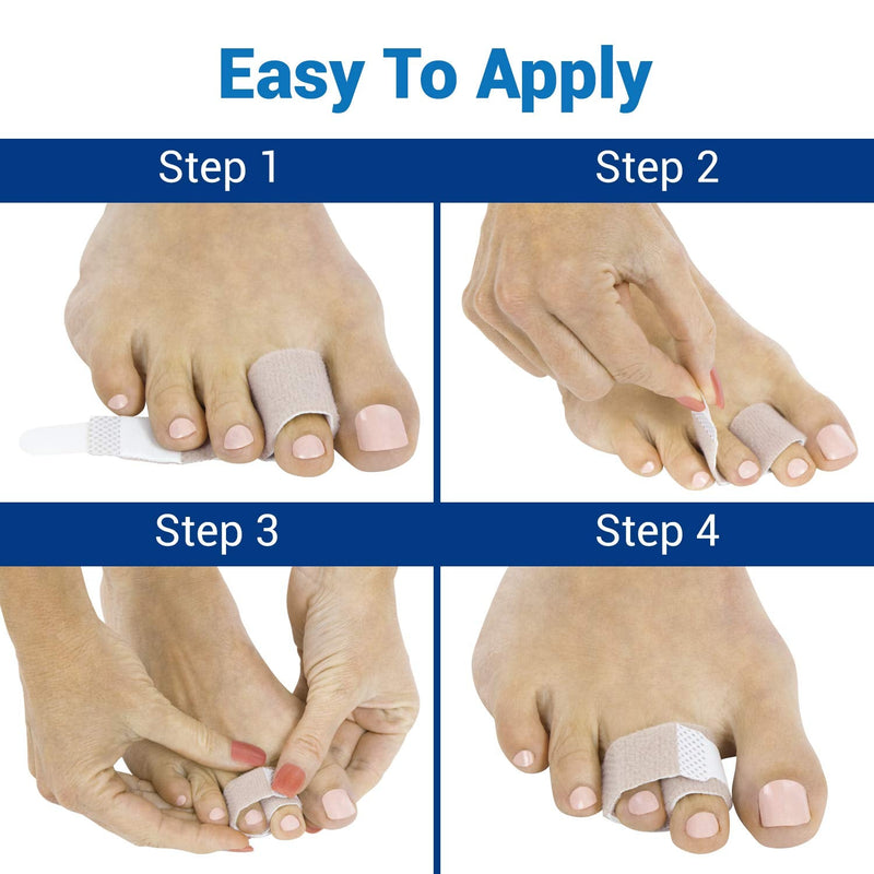 [Australia] - ViveSole Broken Toe Wrap (4 Pack) - Hammer Toe Corrector - Compression Cushion for Women, Men and Seniors - Reusable and Soft Big Crooked Toe Splint - Overlapping Pain Relief Separator Bandage 