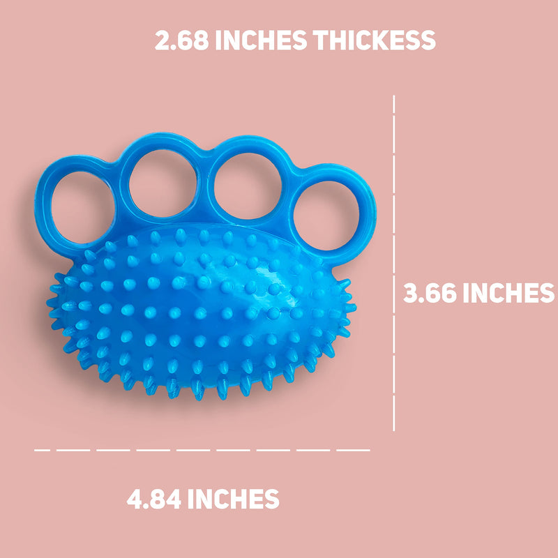 [Australia] - Hand Grip Strengthener with Finger Rings Soft Stretchable Spikey Ball Trainer for Finger and Hand Exercise (Blue) 