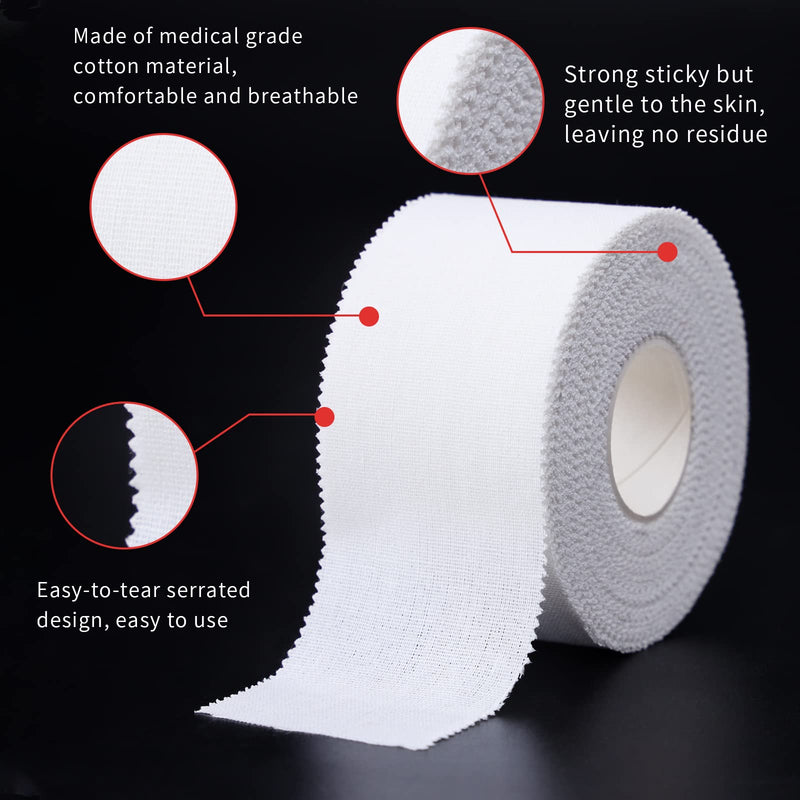 [Australia] - (3 Pack) Lobtery White Athletic Tape (1.5" x 10yds) Very Strong Athletic Tape No Sticky Residue for Athletes, Sport Trainers and First Aid Injury Wrap, Suitable for Fingers Ankles Wrist 