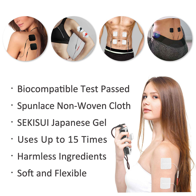 [Australia] - iStim Super Soft 2"x2" TENS Unit Electrodes for TENS Massage EMS - 100% Japanese Gel (2"x4" - 16 Pieces) 