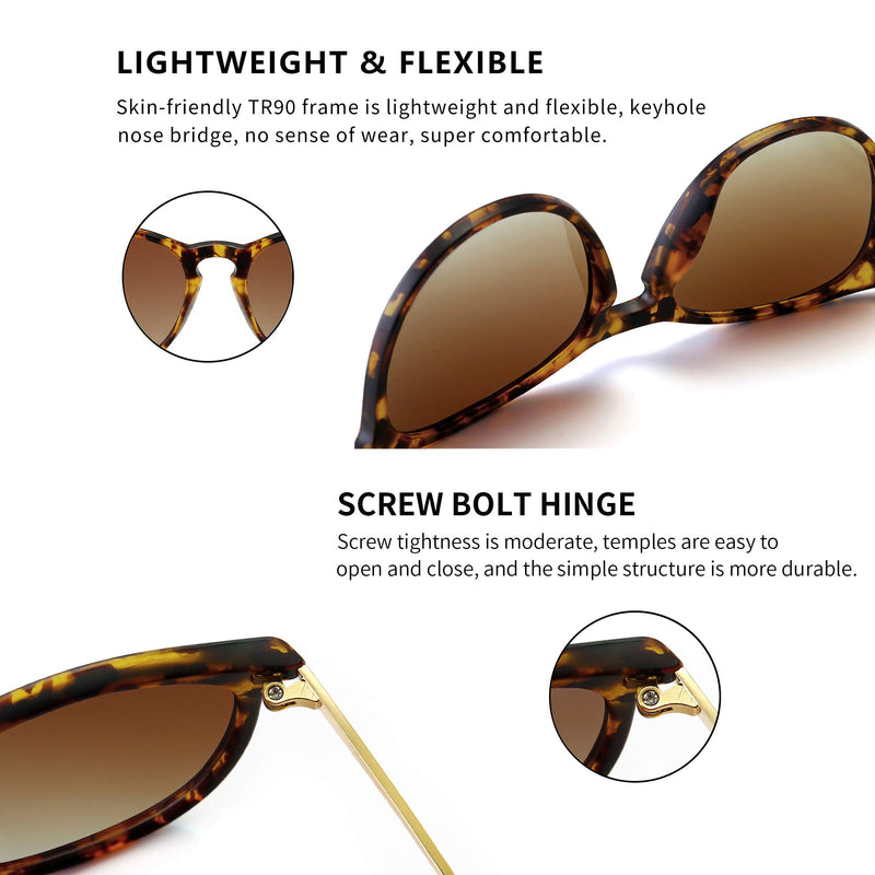 [Australia] - SUNGAIT Vintage Round Sunglasses for Women Men Classic Retro Designer Style Amber Frame(matte Finish)/Brown Gradient Lens 55 Millimeters 