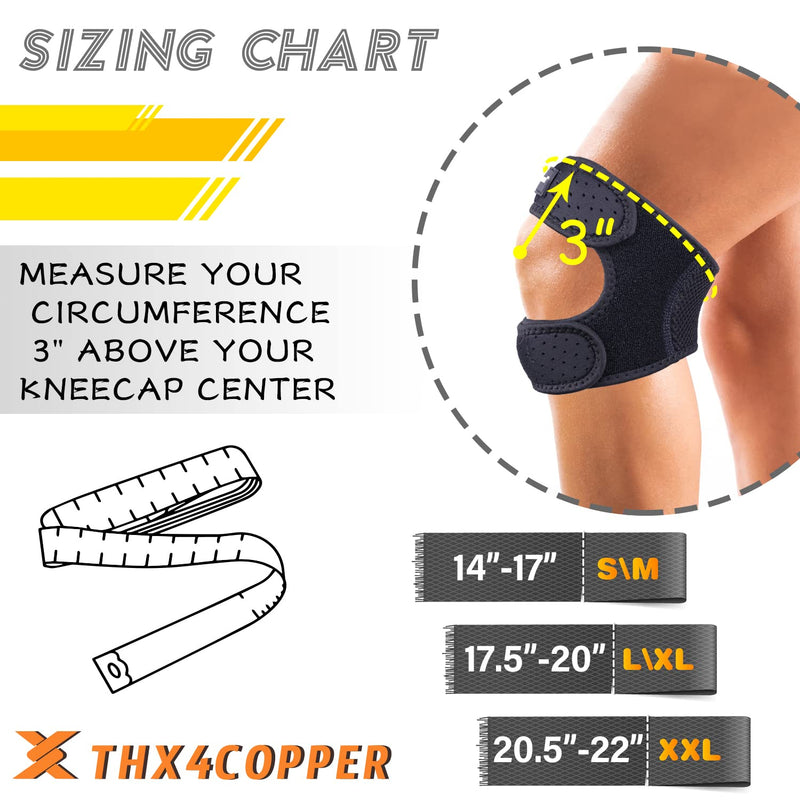 [Australia] - Thx4COPPER Compression Dual Adjustable Patella Knee Brace for Pain Relief,Knee Strap Support for Running, Jumper, Gym Exercise, Tendonitis, Arthritis, Injury Recovery, Joints and Muscles Small/Medium 