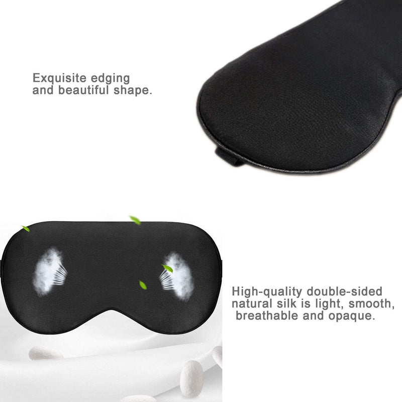 [Australia] - Sleep Eye Mask - Silk Blindfold - Black Eye Mask Made of Natural Silk with Adjustable Strap Comfortable and Light Blocking for Men Women and Kids. 