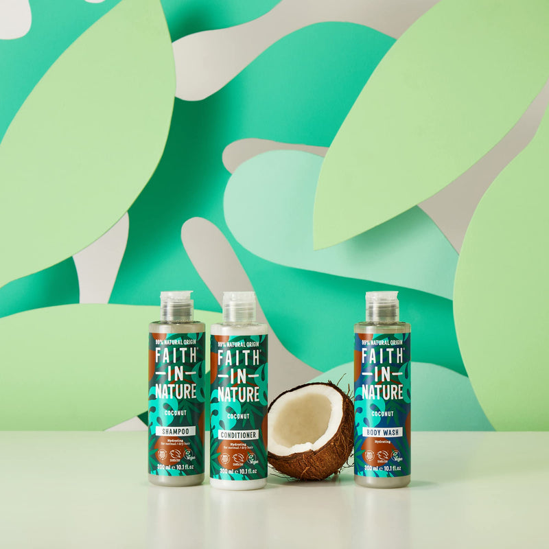 [Australia] - Faith In Nature 300 ml Natural Coconut Conditioner, Hydrating, Vegan and Cruelty Free, No SLS or Parabens, for Normal to Dry Hair 