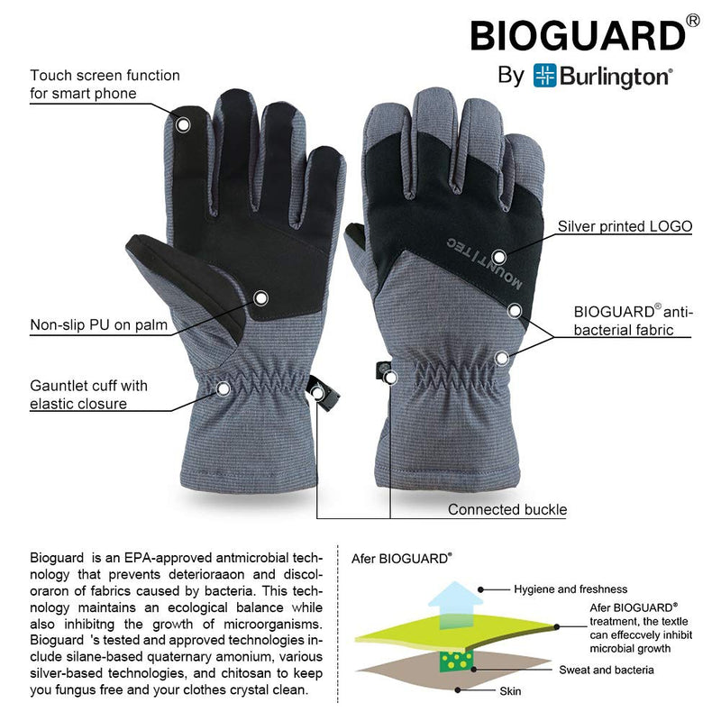 [Australia] - Mount Tec ski glove for winter warm and flexible running hiking keep warm Black Iris Small 