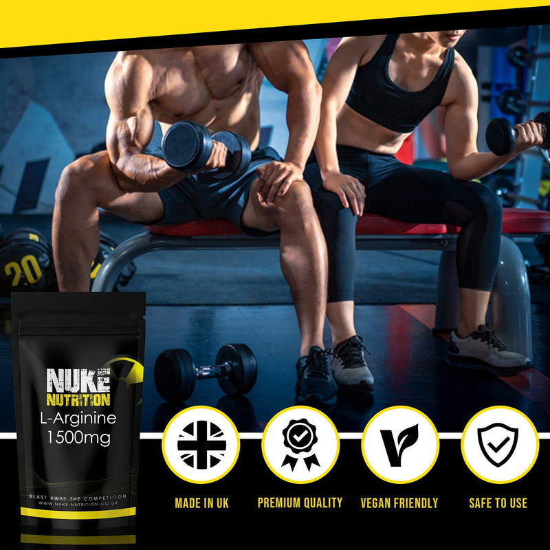 [Australia] - Nuke Nutrition L Arginine Capsules 1500mg - 60 Capsules - Nitric Oxide Supplement for Men & Women to Improve Muscle Strength, Endurance & Mass - Nutritional Pre Workout - Nitric Acid Pills for Energy 60 Count (Pack of 1) 