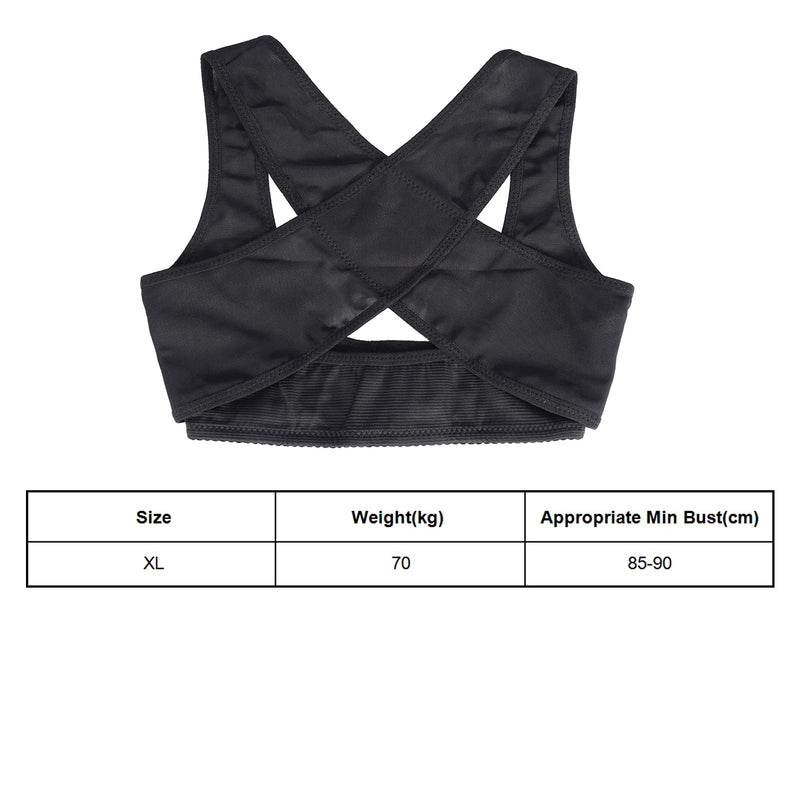 [Australia] - Chest Breast Support Belt Women Posture Corrector Humpback Correct Posture Corset Bra Posture Shape Corrector(XL-Black) XL Black 