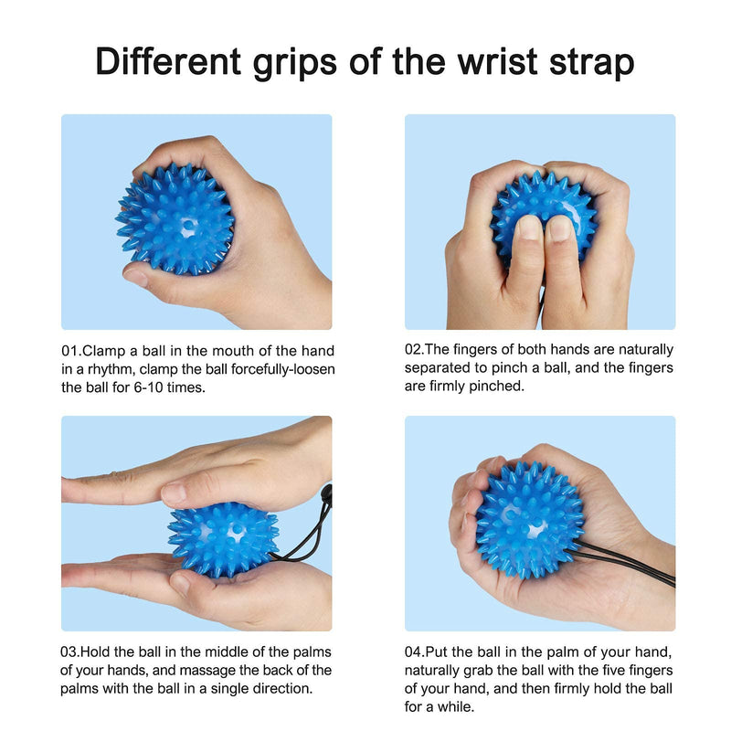 [Australia] - Hand Grip Exerciser Balls-2pcs Hand Balls for Exercise and Physical Therapy - Adjustable Wrist Strap Stress Relief Ball Relieve Wrist & Thumb Pain for Kids, Elderly and Adults 