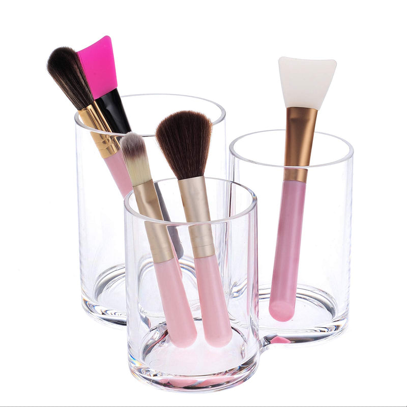 [Australia] - MOSIKER Acrylic Makeup Organizer Clear Brush Holder Cosmetic Organizers with Round Slots Storage（3 Connected Towers） 