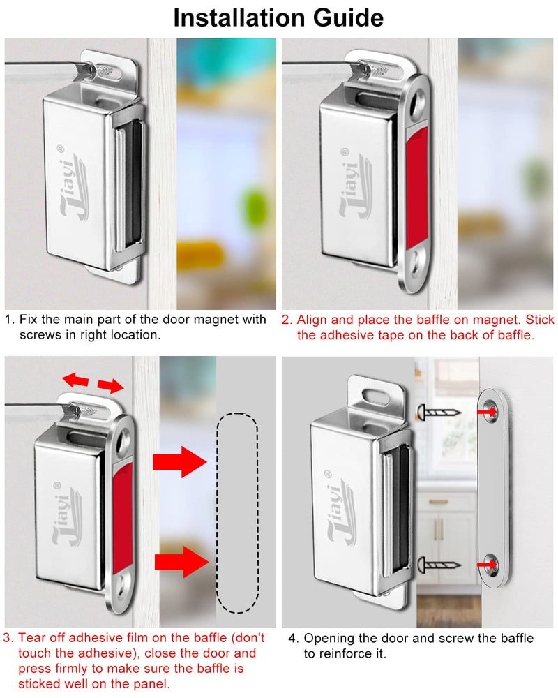 [Australia] - Magnetic Cabinet Magnet Closure Jiayi 4 Pack Drawer Magnetic Latch 30 lbs Cupboard Latch Magnet Cabinet Door Catch Heavy Duty Kitchen Cabinet Magnetic Catch Strong Closet Door Magnetic Catch 30lb- 4Pack 