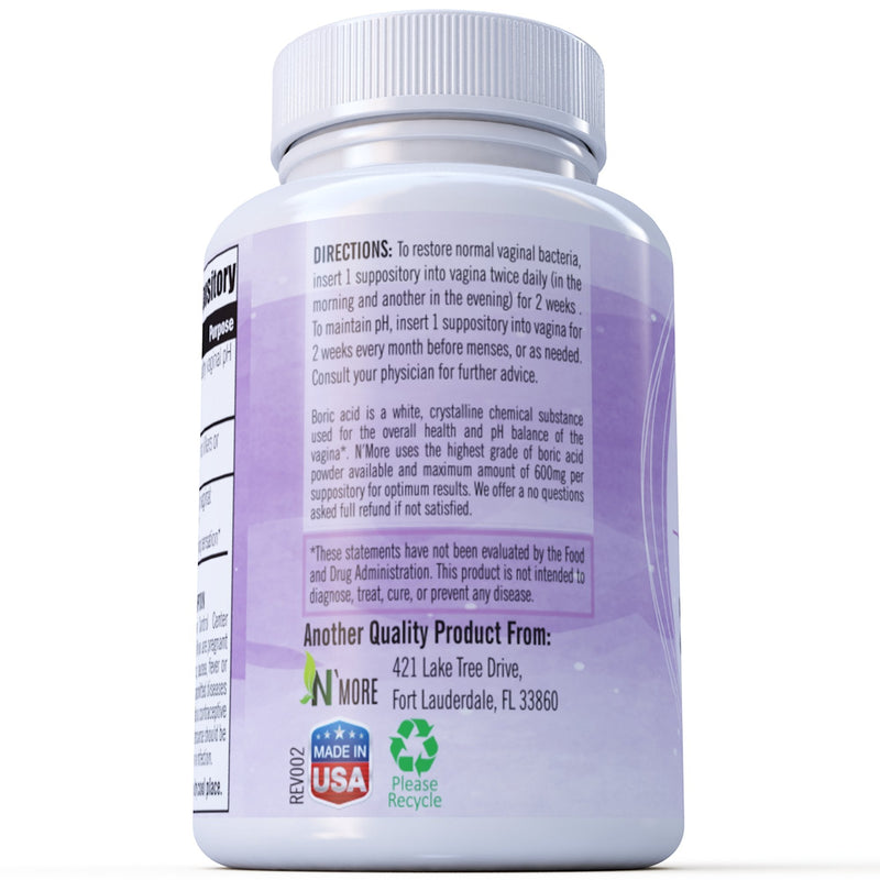 [Australia] - Boric Acid Vaginal Suppositories Plus Aloe Vera & FOS Probiotic Enhancer 800mg/ , 30 Count All Natural Made in USA 