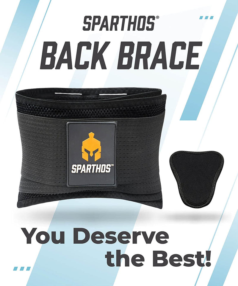 [Australia] - Back Brace by Sparthos - Immediate Relief from Back Pain, Herniated Disc, Sciatica, Scoliosis and more! - Breathable Mesh Design with Lumbar Pad- Adjustable Support Straps- Lower Back Belt- Size Large Large (Pack of 1) Black 
