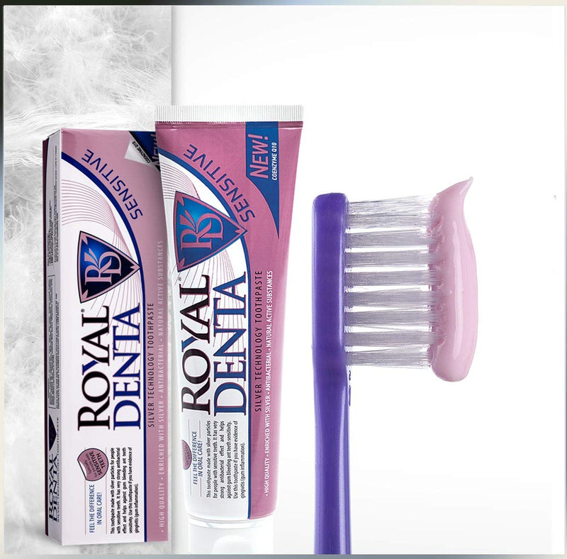 [Australia] - Royal Denta Sensitive Fluoride Free - Remineralizing Toothpaste for Healthier Stron ger Teeth,containing Q10 Coenzyme, Extra Large 2-er Pack (2 x 130g) 