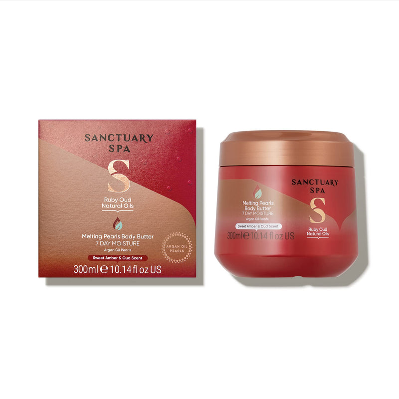 [Australia] - Sanctuary Spa Ruby Oud Melting Pearl Body Butter with Shea Butter & Argan Oil, No Mineral Oil, Cruelty Free & Vegan Body Moisturiser for Women, 300g 