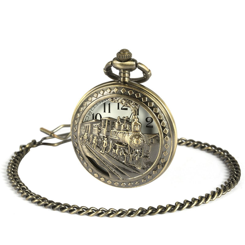 [Australia] - oyeaho Pocket Watch to Father,Men Pocket Watch, Pocket Watch with Chain,Gift for Father/in Law Father/Step Father - Mens Vintage Steam Train Fob Watches for Men Father Birthday Anniversary 