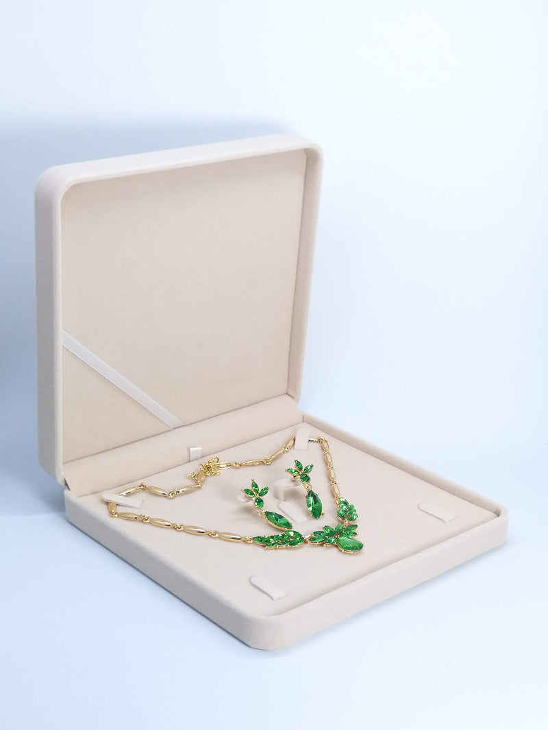 [Australia] - JunningGor Jewelry Set Velvet Box Necklace Earring Ring Necklace Bracelet Gift Display Case Wedding Jewelry Storage Holder (Beige) Beige 