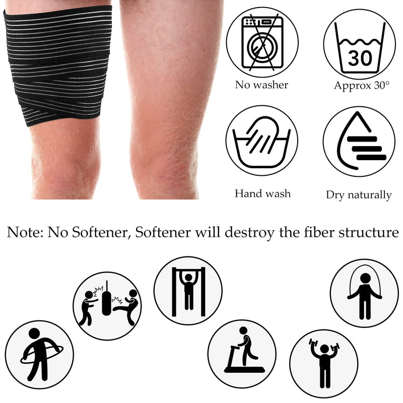 [Australia] - Elastic Calf Compression Bandage Leg Compression Sleeve for Men and Women, Compression Wraps Lower Legs for Stabilising Ligament, Joint Pain, Sport, Adjustable Black (4 Pieces,180 cm) 4 70.86 Inch (Pack of 4) 