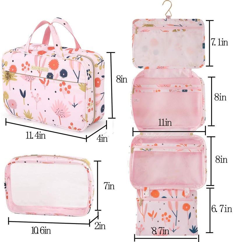 [Australia] - Hanging Travel Toiletry Bag - Large Capacity Multifunction Cosmetic Toiletry Bag for Women with 5 Compartments & 1 Sturdy Hook (Protea cynaroides) Protea cynaroides 