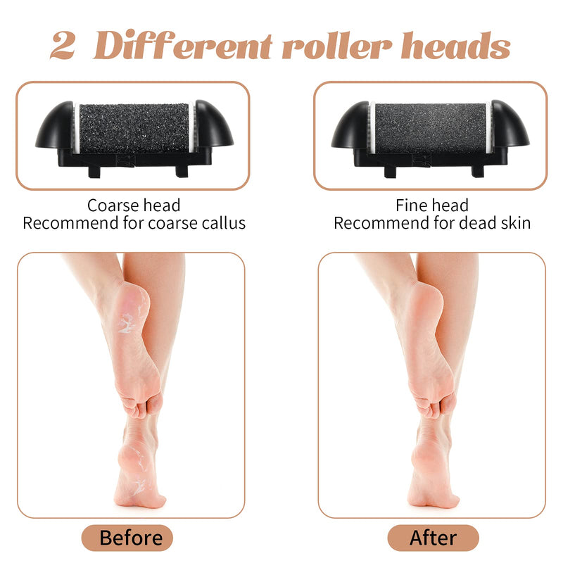 [Australia] - Electric Callus Remover for Feet, JTLMEEN Rechargeable Foot Scrubber Pedicure Tools, Professional Waterproof Foot File with Adjustable Speed Remove Cracked Callus Hard Skin, 2 Roller Heads (Black) Black 