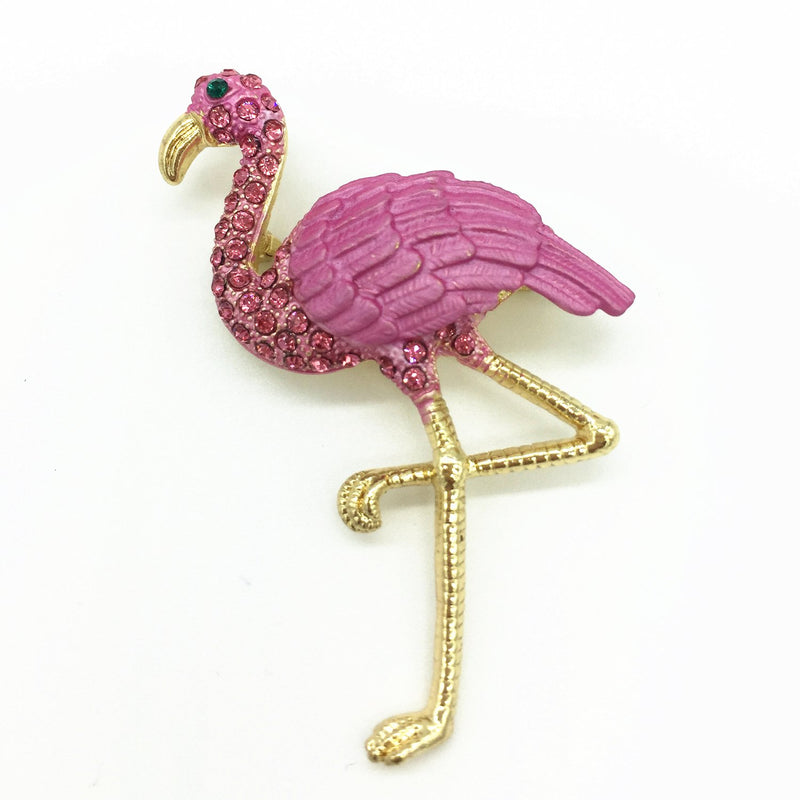 [Australia] - Fashion Jewelry Lovely Metal Animal Pink-Flamingos Rhinestone Brooches for Women Girl pin Brooch 
