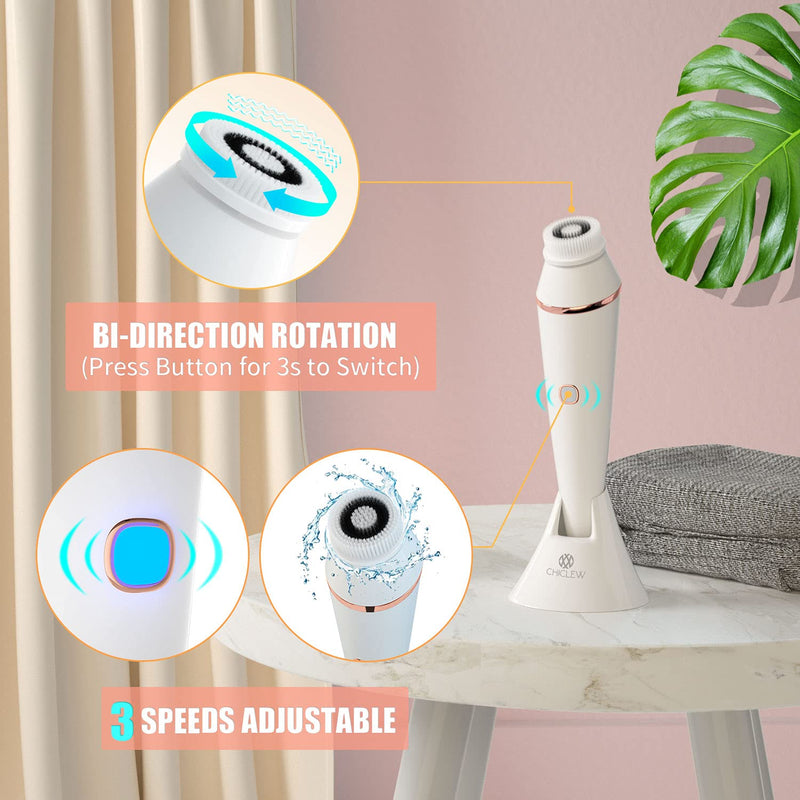 [Australia] - Rechargeable Facial Cleansing Brush, Waterproof Facial Cleanser Brush Electric with 3 Speed, Face Spin Brush Set with 4 brush heads for Gentle Exfoliating, Deep Cleansing and Face Massage, Beautifive 