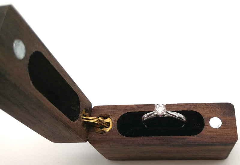 [Australia] - Fashciaga Walnut Wood Slim Wedding Proposal Engagement Ring Box (Walnut) Rectangle-Walnut 