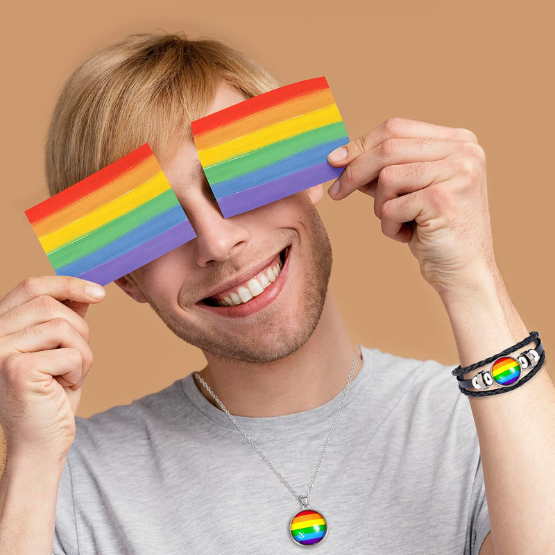 [Australia] - Pride Day Bracelets Necklace Ear Stud Earring Ring– LGBT Gay Rainbow Jewelry Accessories 4PCS 