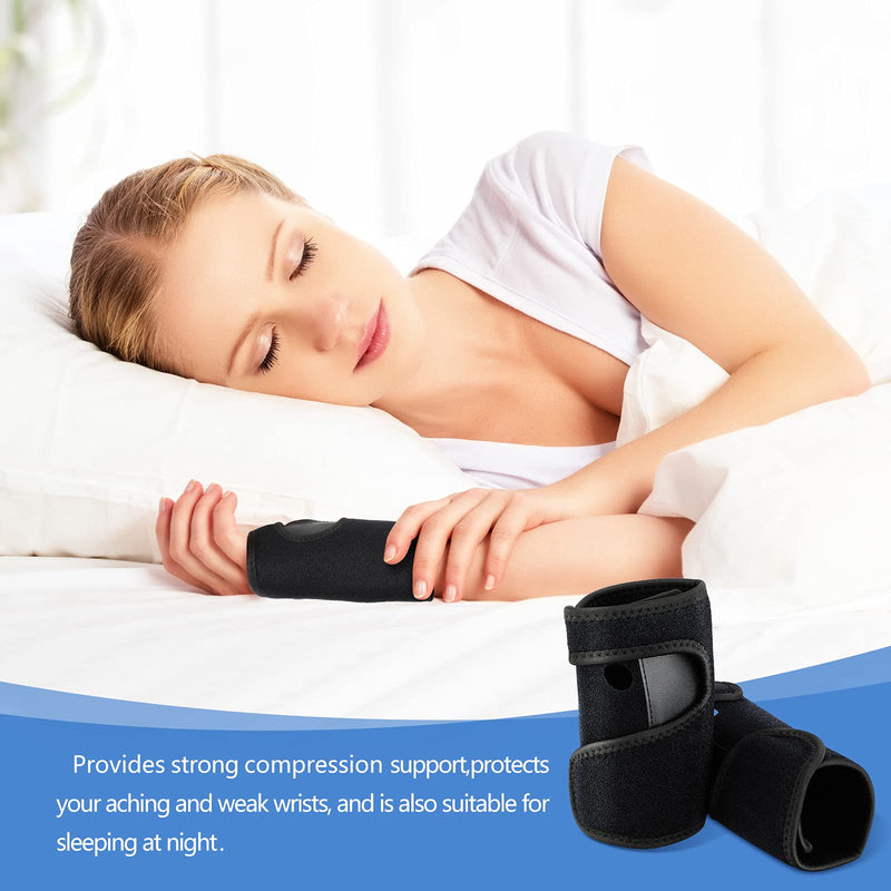 [Australia] - 2 Pieces Carpal Tunnel Wrist Braces for Night Wrist Sleep Support Brace Wrist Splint Stabilizer and Hand Brace Cushioned to Help With Carpal Tunnel and Wrist Pain Relief (Black,Classic Style) Classic Style Black 