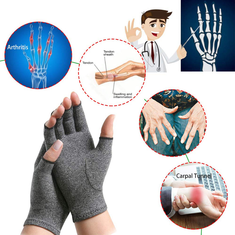 [Australia] - Arthritis Gloves,New Material, Compression for Arthritis Pain Relief Rheumatoid Osteoarthritis and Carpal Tunnel, Premium Compression & Fingerless Gloves (Dark Gray, L) 