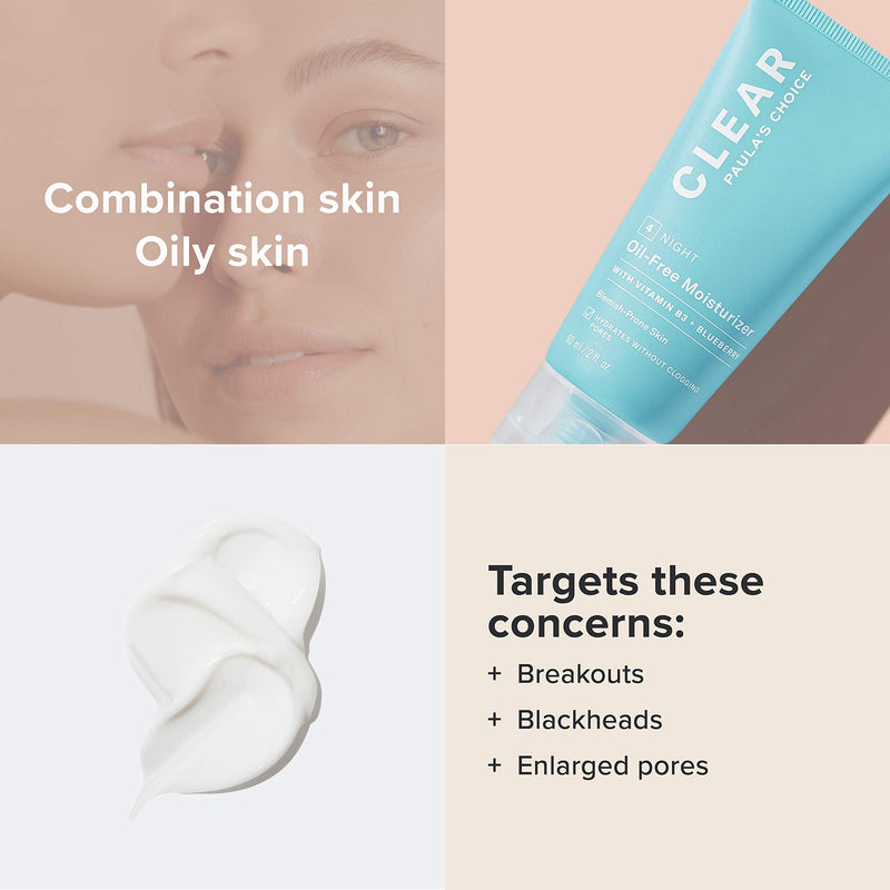 [Australia] - Paula's Choice Clear Oil Free Moisturiser - Fights Breakouts, Blackheads & Hydrates without Clogging Pores - with Niacinamide & Ceramides - Combination to Oily & Acne Prone Skin - 60 ml 