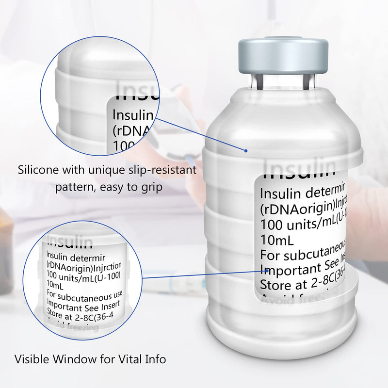 [Australia] - MEDMAX Insulin Via Bottle Protector Case for Diabetic, Insulin Vial Holder Silicone Protective Sleeve to Protect Your Insulin Vial from Breaking, for Most 10ML Insulin Vials, 2-Pack (Short-Clear) Short-Clear 