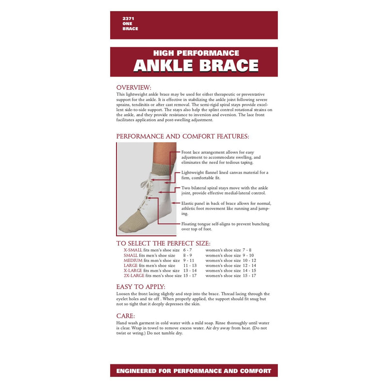 [Australia] - OTC Ankle Brace, Canvas Lace-Up, Semi-Rigid Spiral Stays Small 