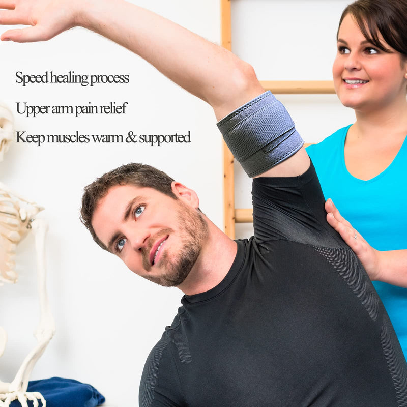 [Australia] - Bicep ＆ Tricep Compression Sleeve/Wrap - Tricep Tendonitis, Bicep Tendonitis - Pain Relief for Bicep and Triceps Muscle Strains, Compression Arm Support (8.3 Inch - 15.7 Inch W4 Inch, Grey) 8.3 Inch - 13.7 Inch W4 Inch 