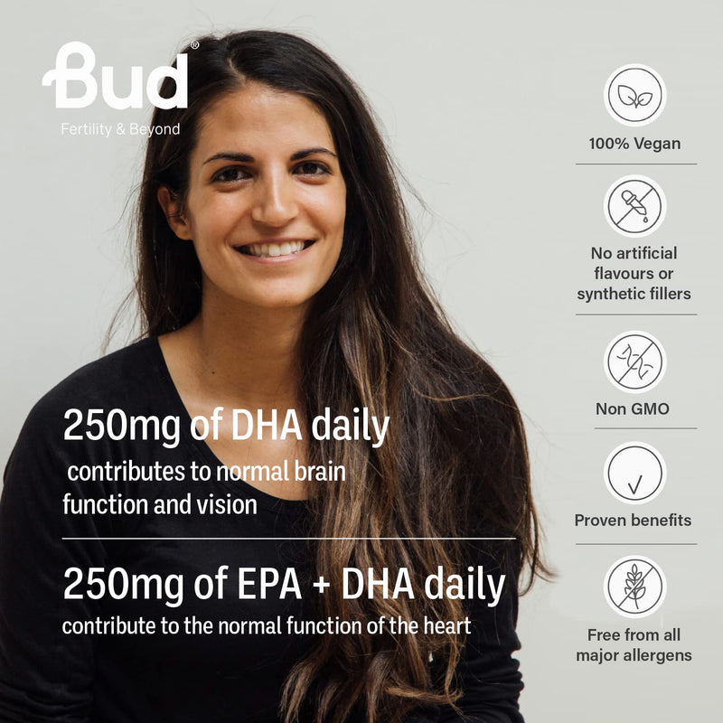 [Australia] - Bud Vegan Omega 3 Supplement | High-Strength DHA + EPA | Premium Sustainable Plant-Based Algae Oil | Supports Heart, Brain & Eye Health | 60 Omega 3 Vegan Softgels (1 Month Supply) 