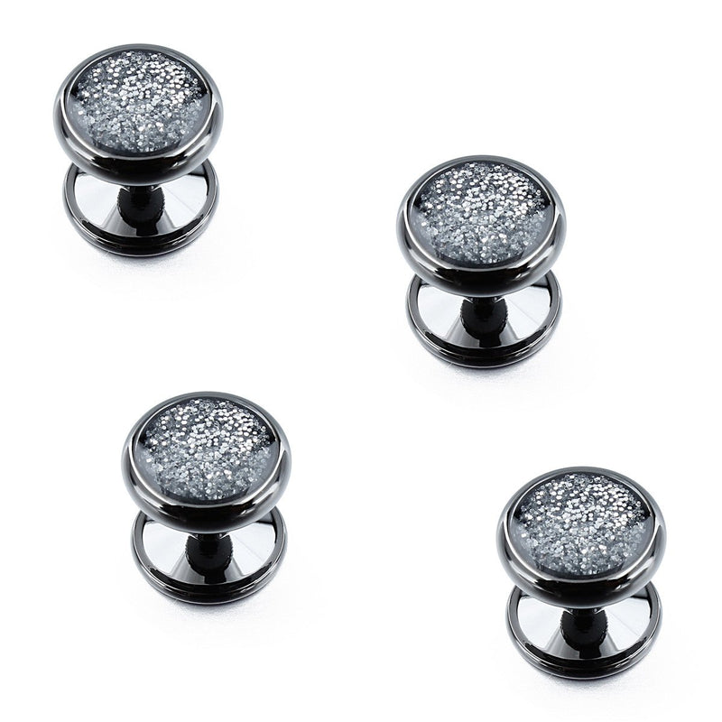 [Australia] - HAWSON Cufflinks and Tuxedo Studs Set for Mens Diamond dust Cufflinks - Business Gift Wedding Party Accessories… cufflinks and studs set Black 