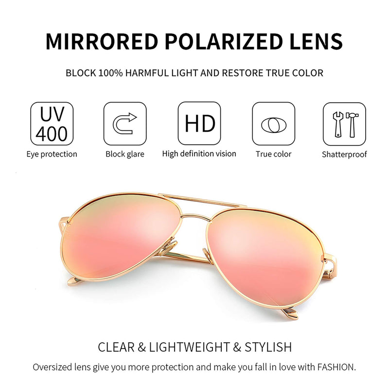 [Australia] - SUNGAIT Oversized Sunglasses for Women Lightweight Fashion Eyewear - Mirrored Polarized Lens 2021light-gold Frame/Pink Mirror Lens 60 Millimetres 