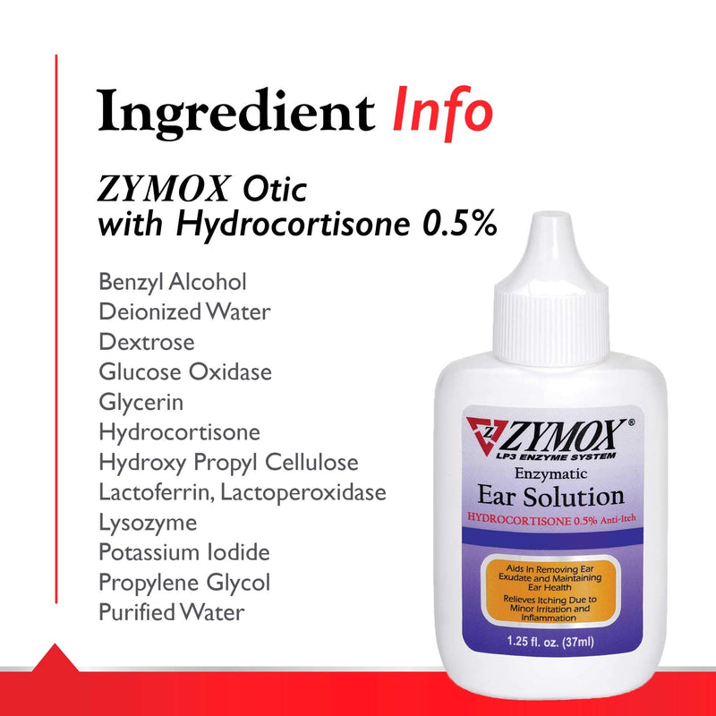 [Australia] - ZYMOX Enzymatic Ear Solution with 0.5-Percent Hydrocortisone, for Dog & Cat, 1.25 oz 