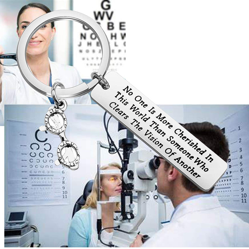 [Australia] - FEELMEM Optometrist Gift Eye Doctor Gift Optician Gift Eye Glasses Keychain No One More Cherished in This World Than Someone Who Clears The Vision of Another Eye Doctor Jewelry silver 