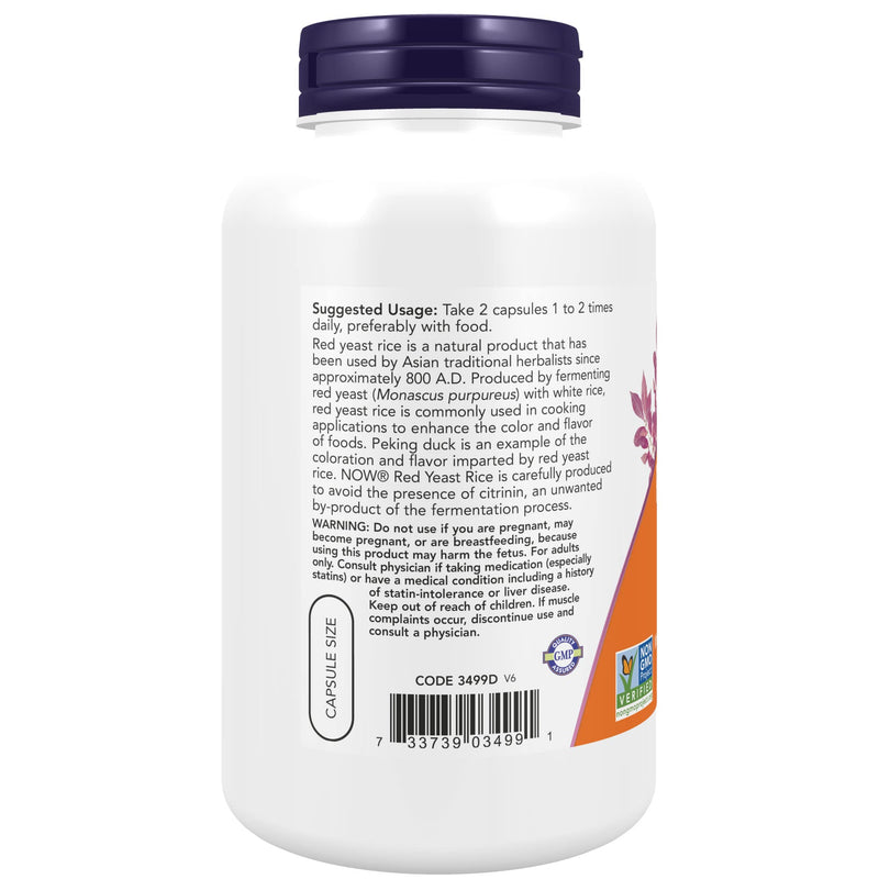 [Australia] - NOW Supplements, Red Yeast Rice 600 mg, Made with Organic Red Yeast Rice, 240 Veg Capsules 240 Count (Pack of 1) 