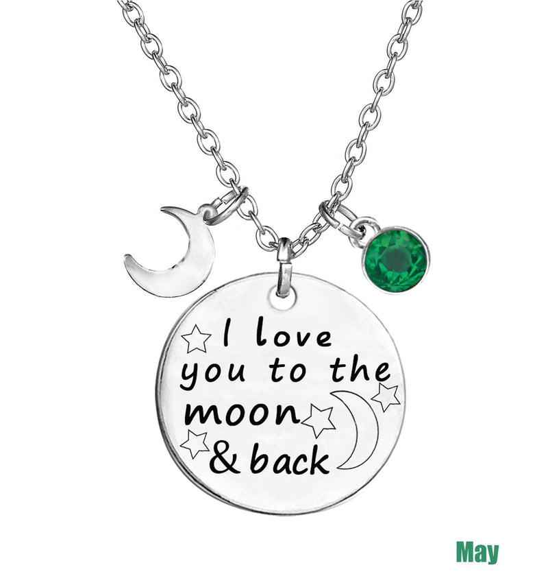 [Australia] - TISDA Birthstone Crystals Necklace,I Love You to The Moon and Back Jewelry Necklace May 