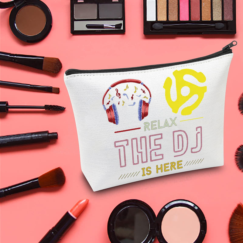 [Australia] - LEVLO Record Adapter Cosmetic Make Up Bag DJ Lover Gift Relax The DJ Here Makeup Zipper Pouch Bag For Music Producer Disc Jockey, Relax The DJ Here, 