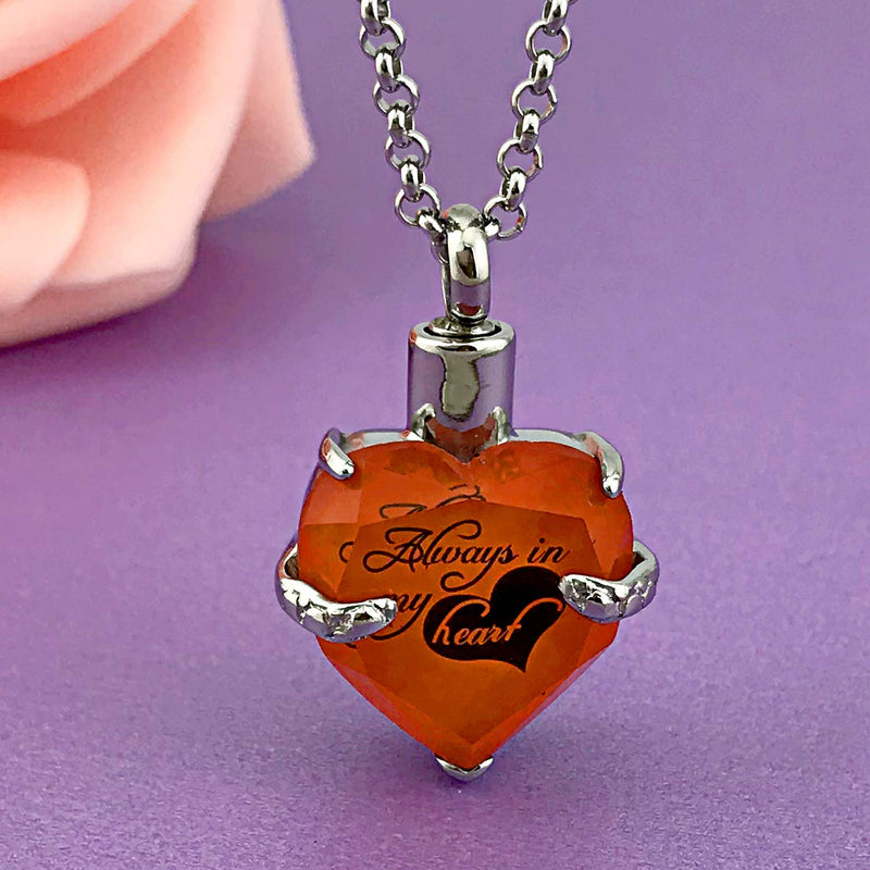 [Australia] - YOUFENG Urn Necklaces for Ashes Always in My Heart Heart Cremation Jewelry Memorial Pendant Birthstone Necklace October URN 