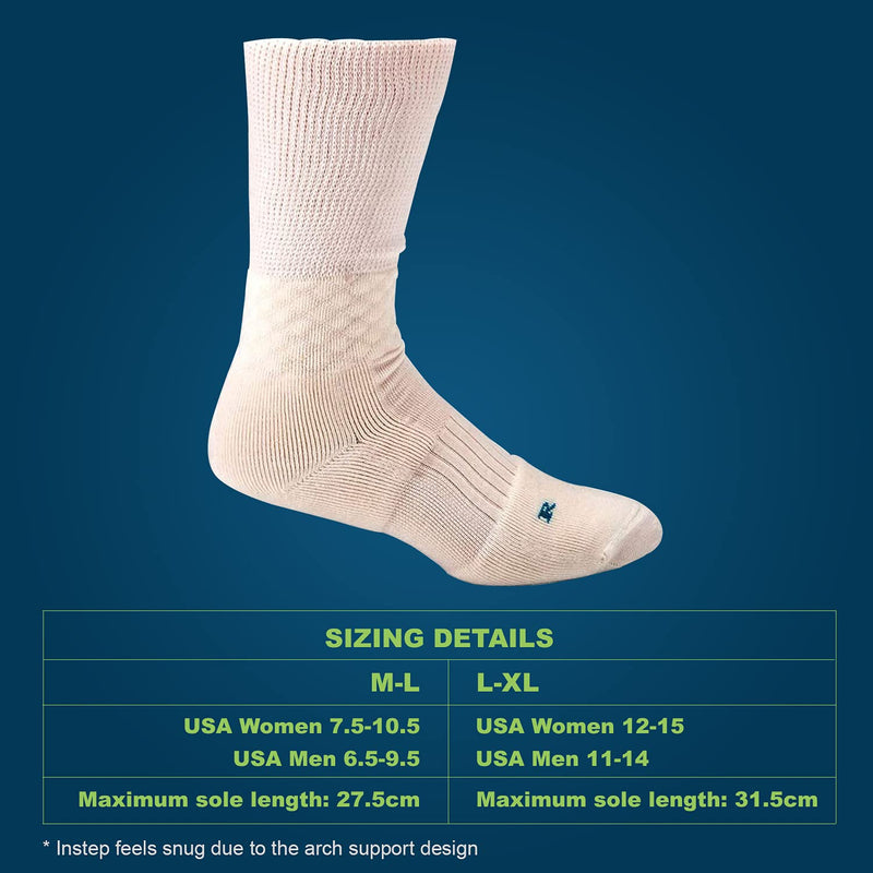 [Australia] - Nerve Spa Tall Diabetic Socks for Men - Extra Wide Performance Grade Breathable Thin Loose Fitting Socks for Diabetics, Knee High (Large 2 Pairs)… Large 